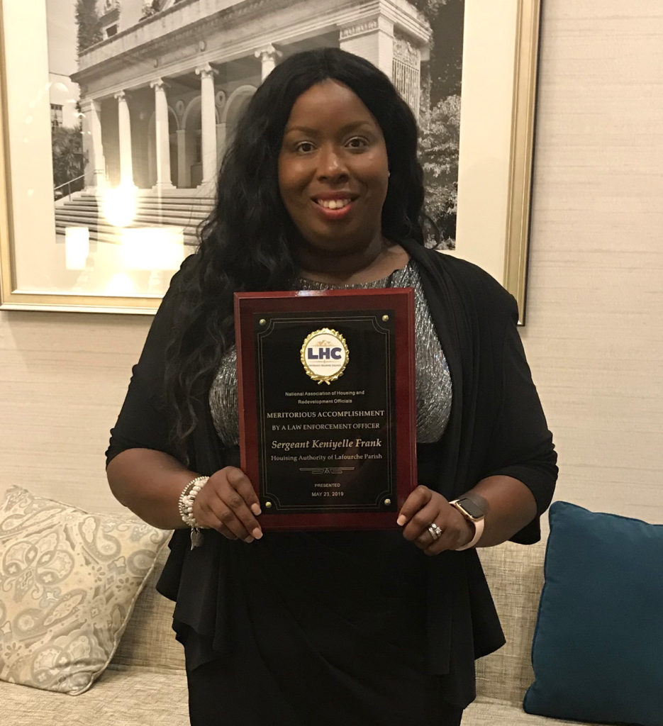 Sergeant Keniyelle Frank was honored by the Louisiana Housing Council on May 24, 2019.